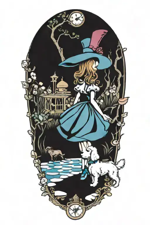 Alice In Wonderland Walking A Poodle