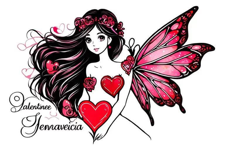 Jennavecia Name Written Valentine's Day Fairy