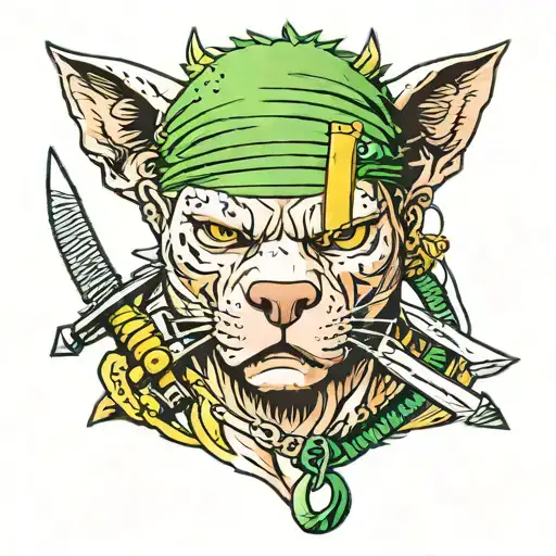 Roronoa Zoro As A Pitbull With Earrings And Swords