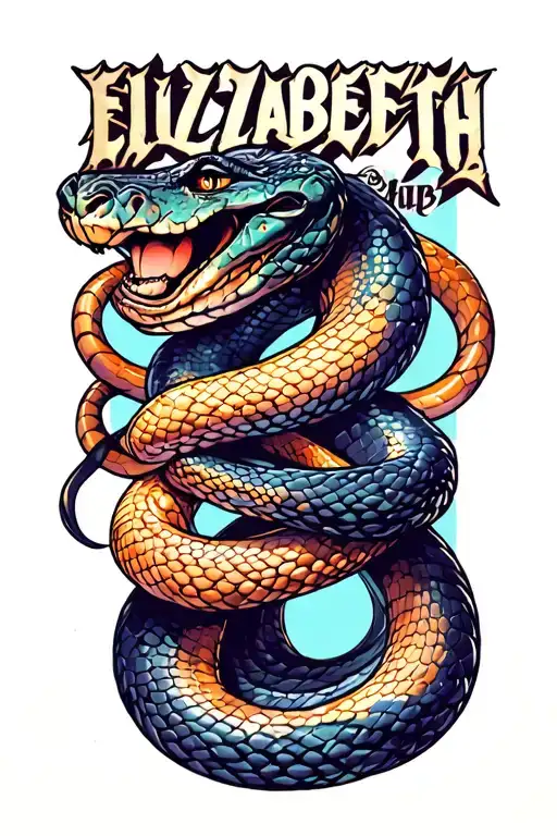 The Word Elizabeth With Snake Wrapped