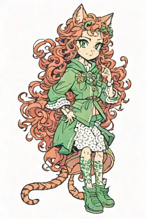 Cubby Cartoon Cat Womanwith Red Curly Hair And Green Eyes
