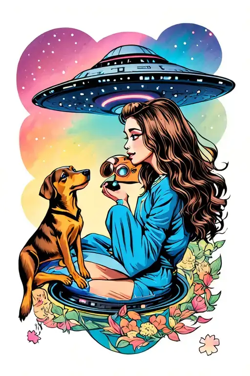 Woman And Dog Pulled Into A Ufo