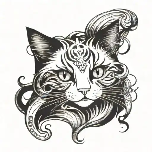 Black And White Long Hair Cat Ghost