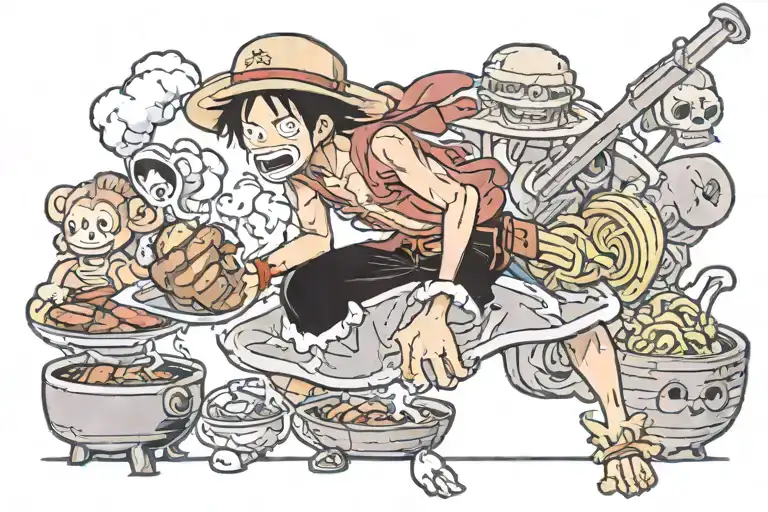 Monkey D Luffy Eating Meat
