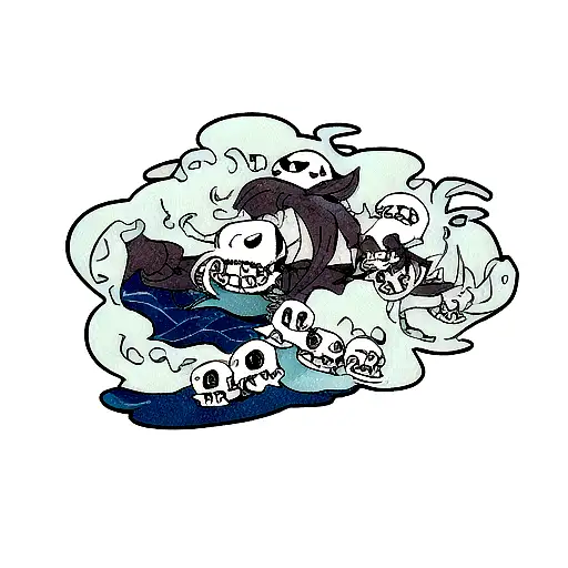 Kraken Whit Skulls In The Ocean