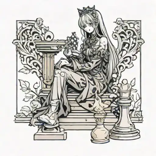 Gravestone Queen Chess Piece Anime Girl Sitting