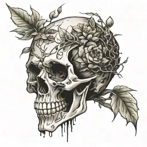Skull And Plants Growing