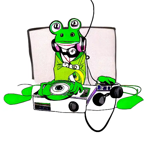 A Cute Dj Frog Wearing A Headphone