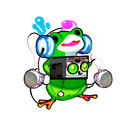 A Cute Dj Frog Playing Disco And Wearing A Headphone