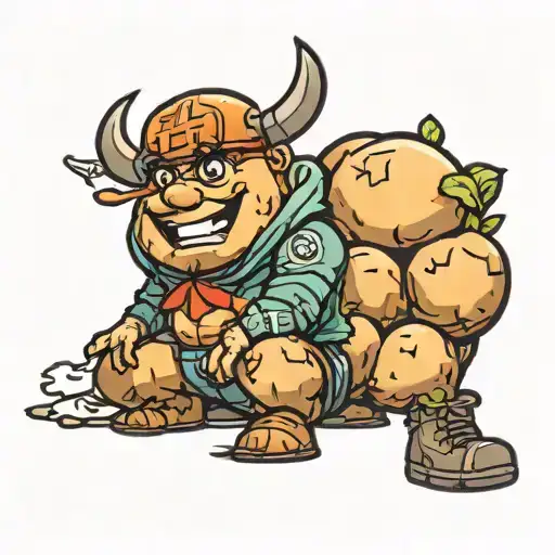 Potato Cartoon Character Sitting