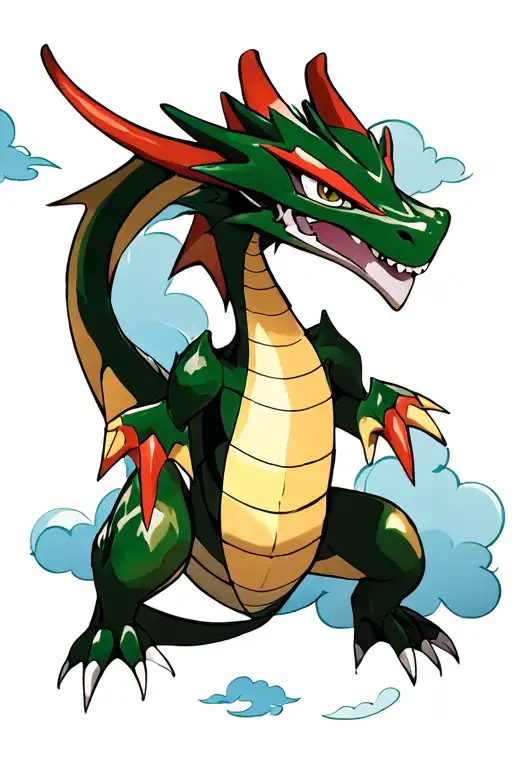 Rayquaza With Clouds As The Background