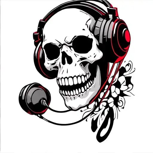 Skull Wearing Headphones