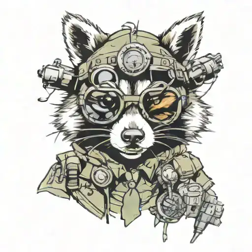 Racoon With Military Night Vision Glasses