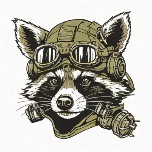 Racoon With Military Night Vision Helmet