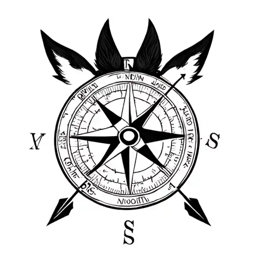 A Compass With Fox Ears On The Hood And North On The 4 Arrows Crossed