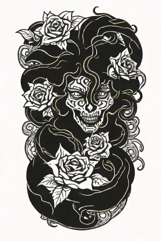 Medusa Head Snakes And Roses