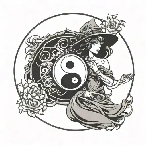 Yin Yang And Witch Holding