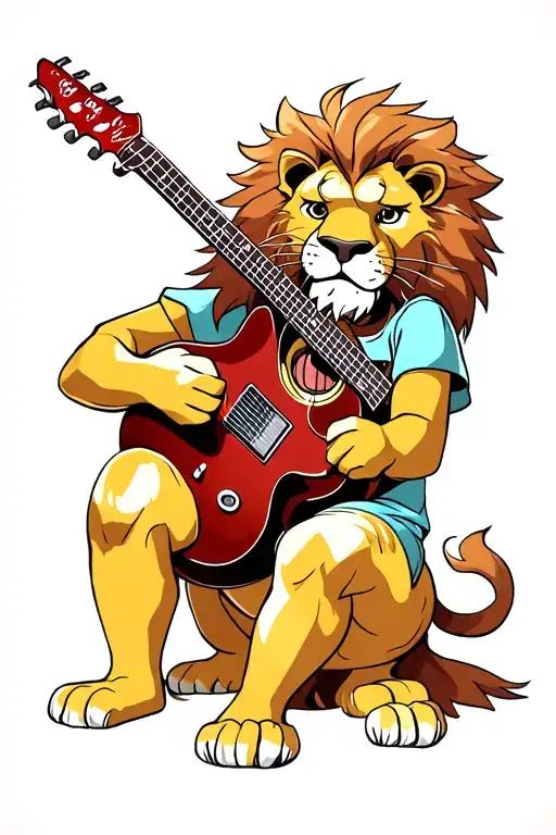 Lion Playing A Guitar