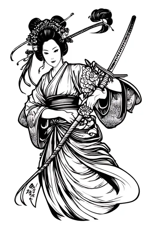 Geisha Holding A Katana