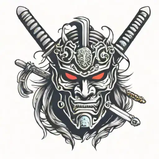 Samurai Mask With Katana