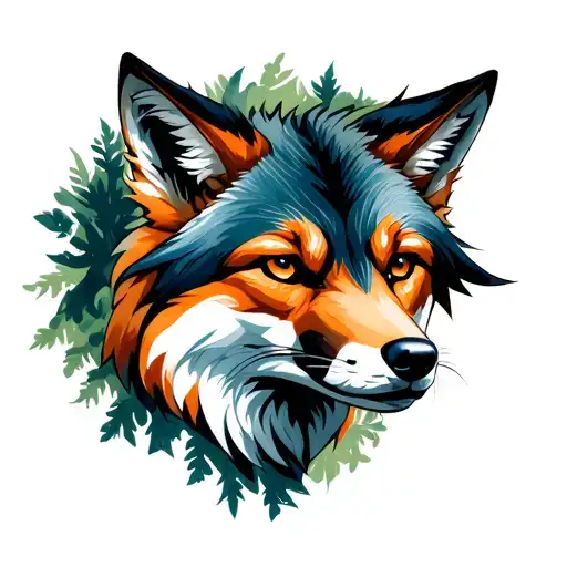 A Mix Of Fox And Wolf With Forest Shadows