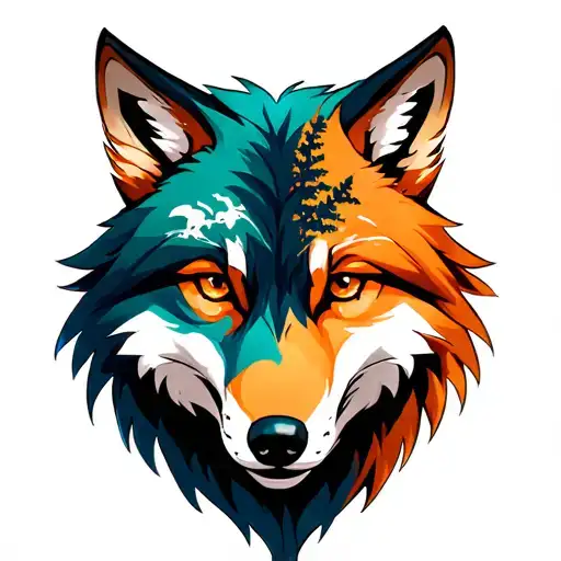 A Mix Of Fox And Wolf With Forest Shadows