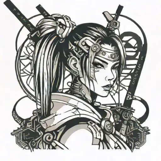 Girl Cyberpunk Samurai