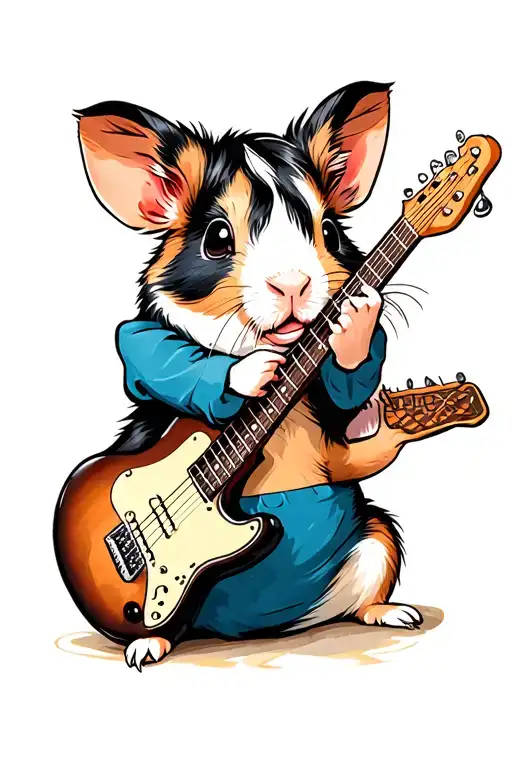 Guinea Pig Playing A Guitar