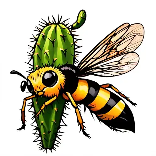 Wasp And A Cactus