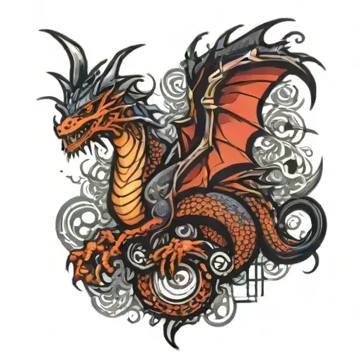 Dragon Tattoo Featuring Iconic Symbols Representing The Client's