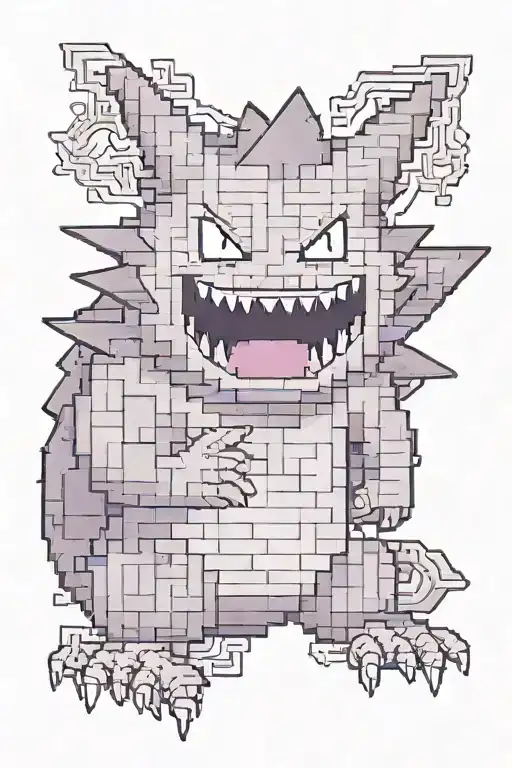 A Pixel Art Representation Of Gengar From Pokemon In A Video Game-inspired Setting