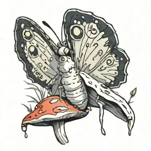 Moth On Toadstools Studio Ghibli