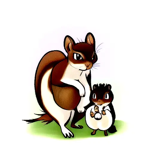 Baby And Mom Squirrel
