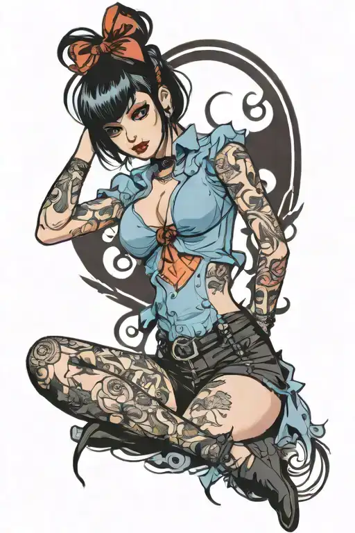 Sexy Pinup Girl Goth Standing