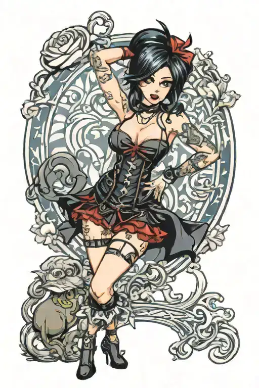 Sexy Pinup Girl Goth Standing