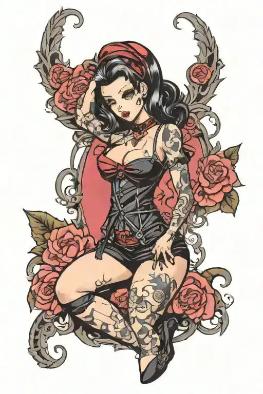 Sexy Pinup Girl Goth Standing