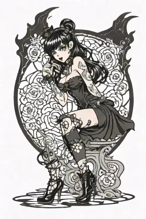 Sexy Pinup Girl Goth Standing