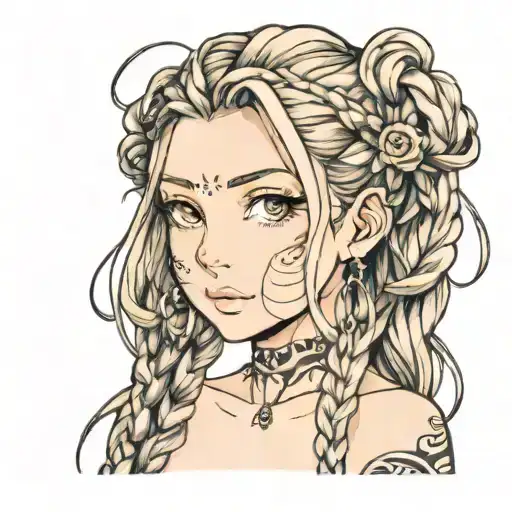 Beautiful Woman Face Braids