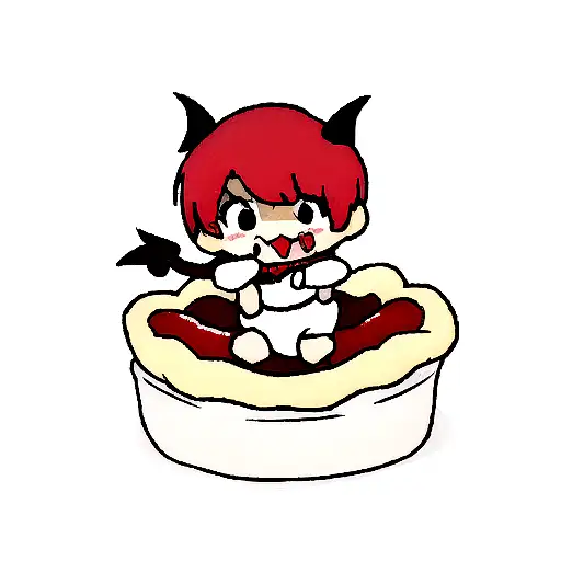 Cute Baby Devil Eating Pie