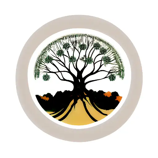 Tree Of Life With Small Circle Around And Minimalistic Design For Forearm