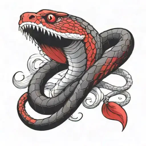 Red And Black Snake Wrapped Around It