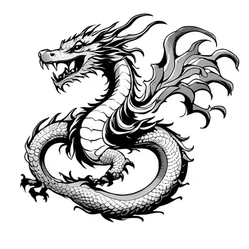 A Chinese Dragon Where The Head Begins On The Chest And Because The Tail Around The Upper Arm Quires