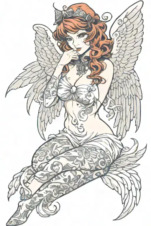 Redhead Angel Nude Pinup