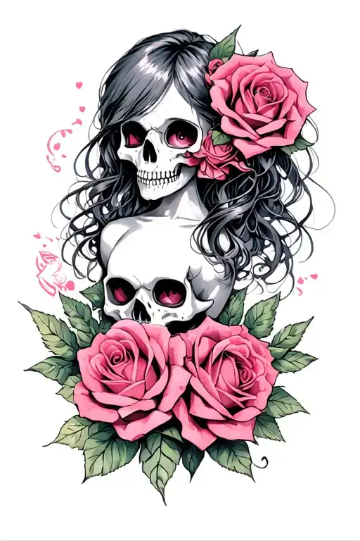 Skull Roses Girl