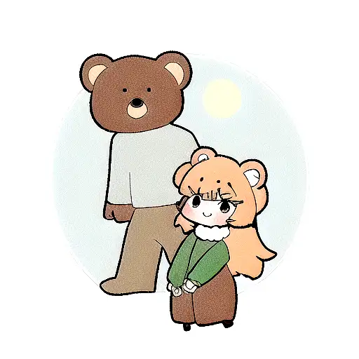 Male And Female Bear Under The Moonlight Tattoo