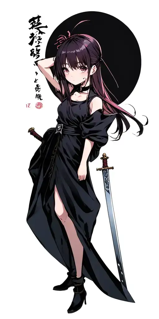 Gasai Yuno Gasai In Black Dress Katana Sword