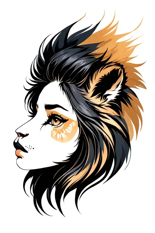 Woman Eye And Lion Face