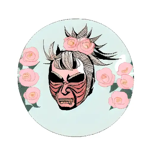 Samurai Mask Whit Roses