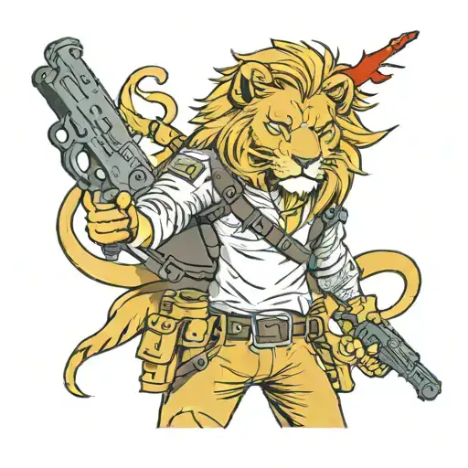 A Lion Person Holding A Gun Belt And Holsters