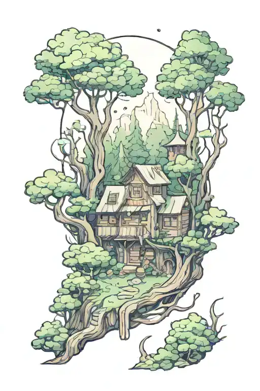 Forest And A Small Holwing